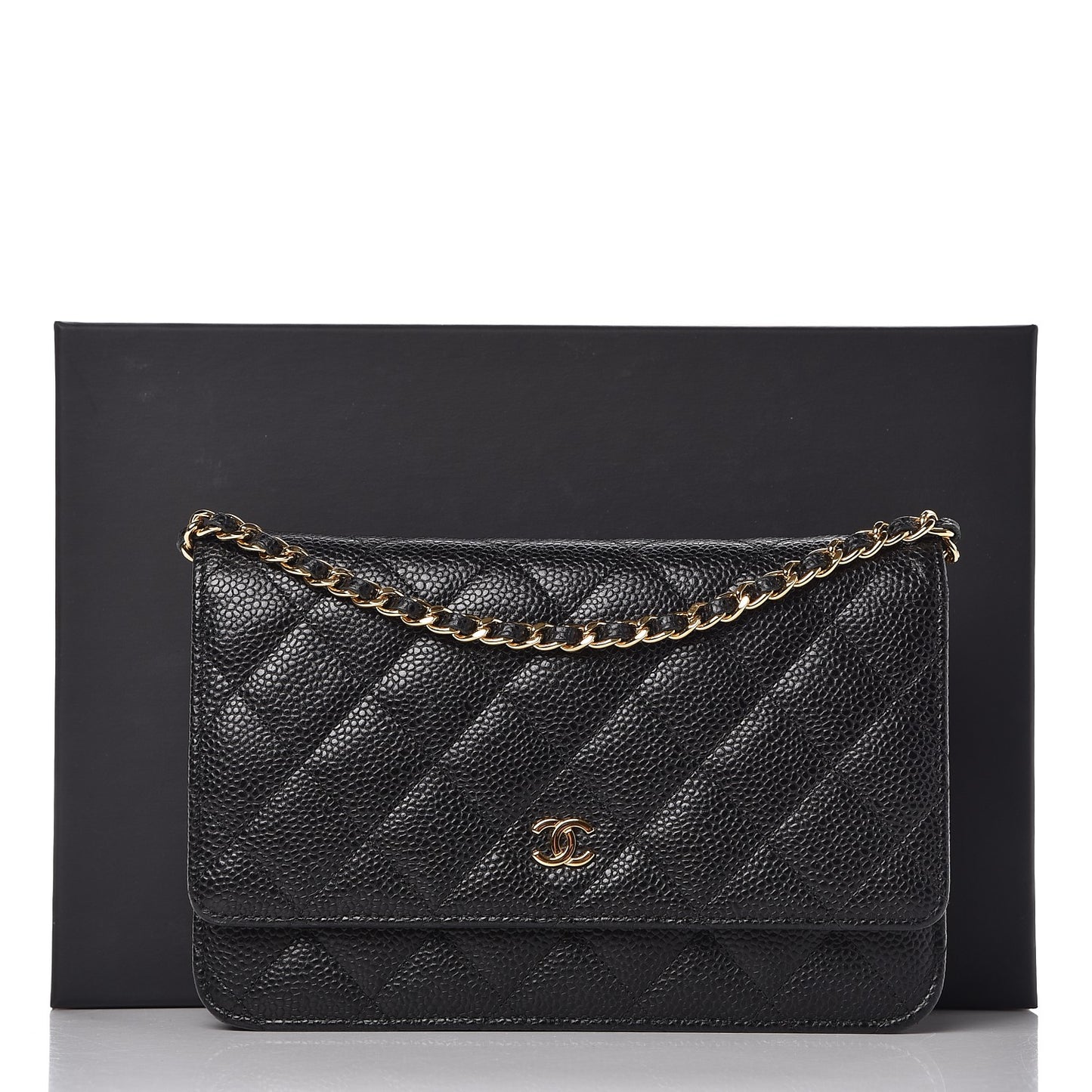 Caviar Quilted Wallet On Chain WOC Black