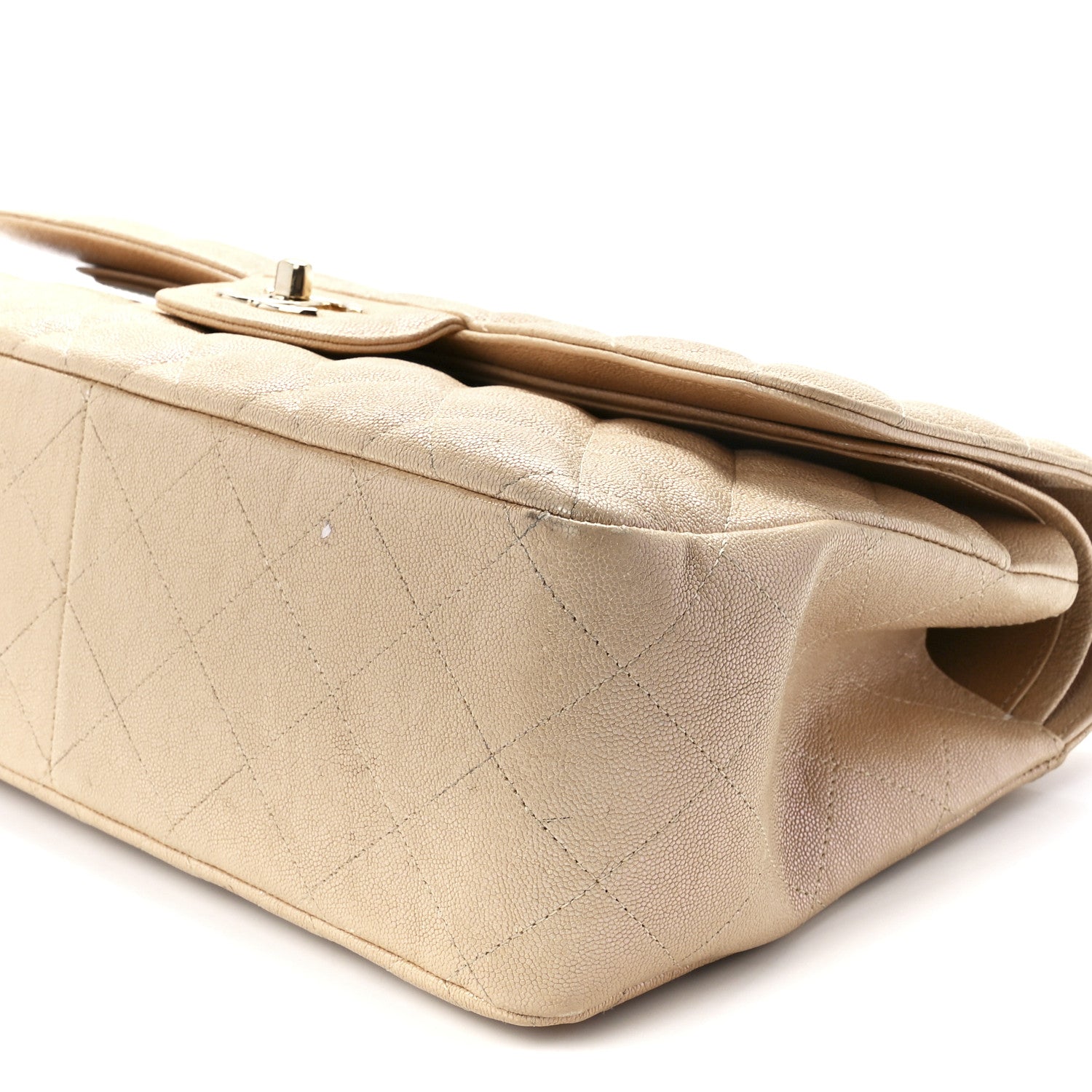 Chanel Iridescent Caviar Quilted Jumbo Double Flap Beige 11 of 11