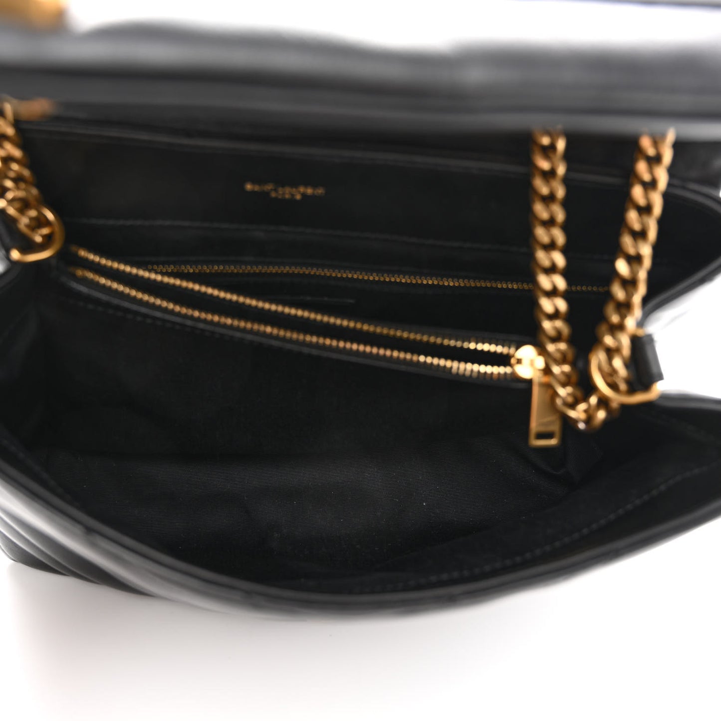 Calfskin Y Quilted Monogram Medium Loulou Chain Satchel Black