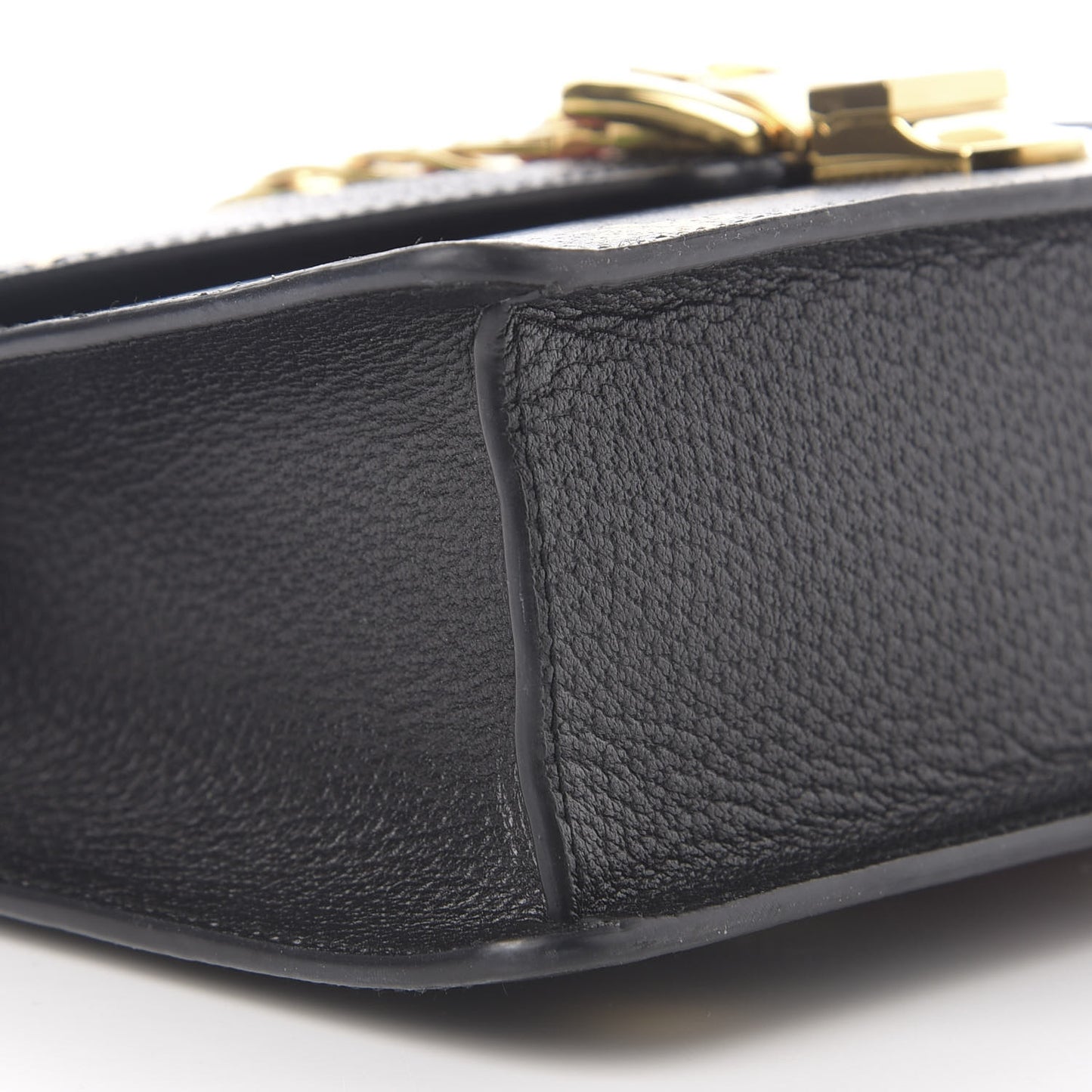 Textured Calfskin Bee Star Print Small Sylvie Shoulder Bag Black