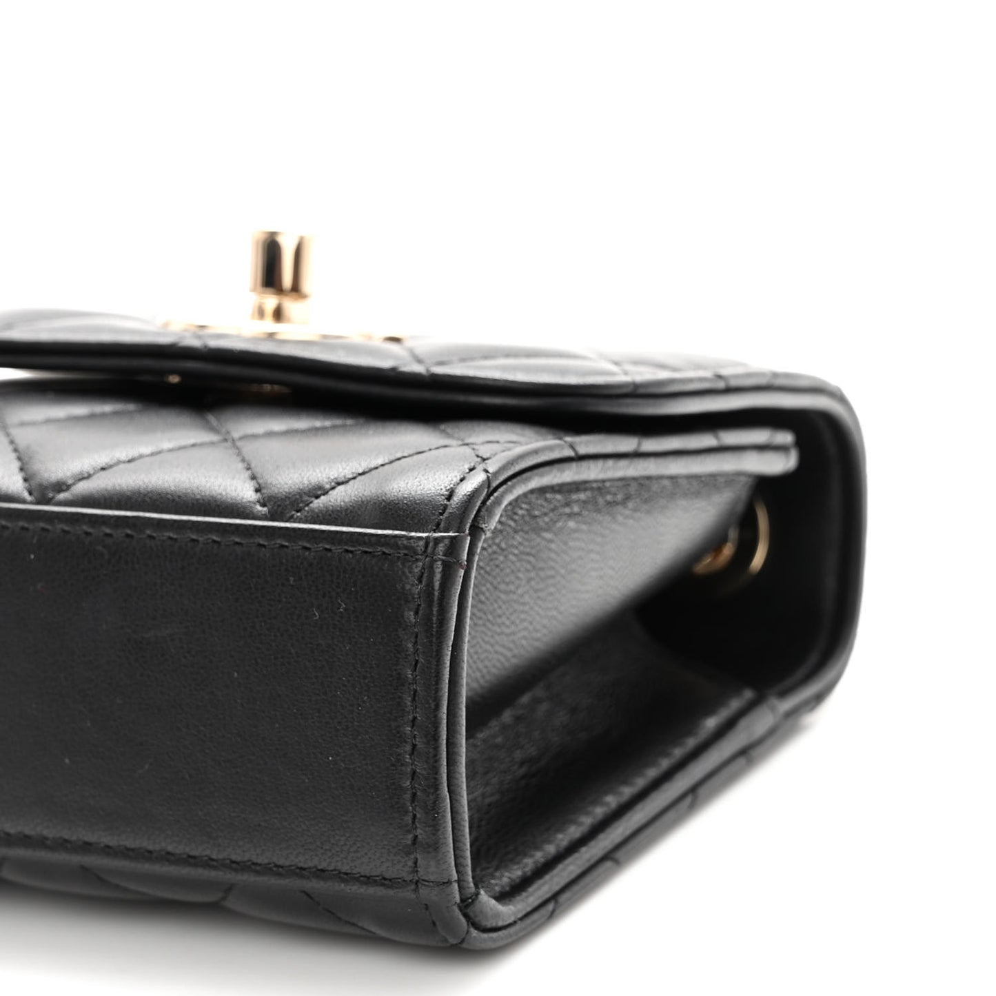 Lambskin Quilted Mini Trendy CC Clutch With Chain Black