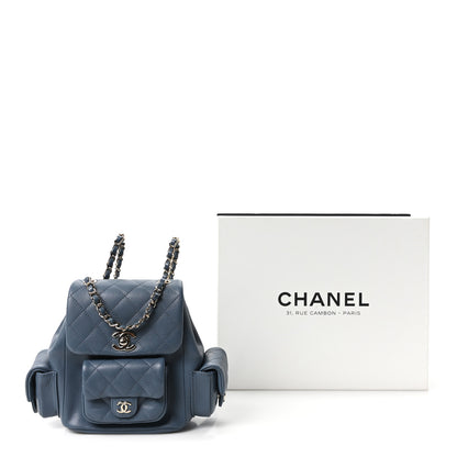 Chanel Shiny Caviar Quilted Small Duma Pockets Drawstring Backpack Blue 11 of 11