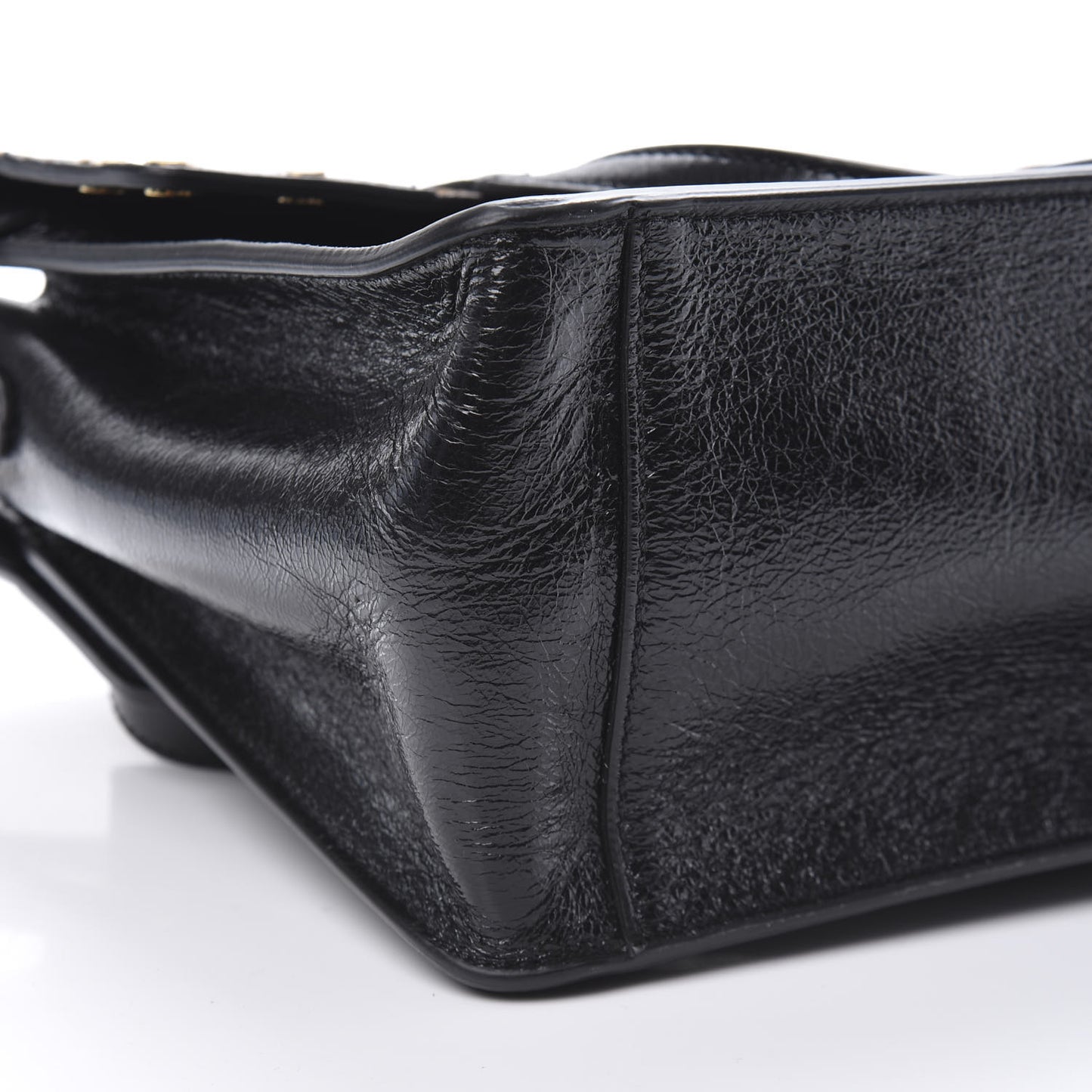 Agnello Old Shine Vitello Go Rain Small Flip Tote Black Marrone