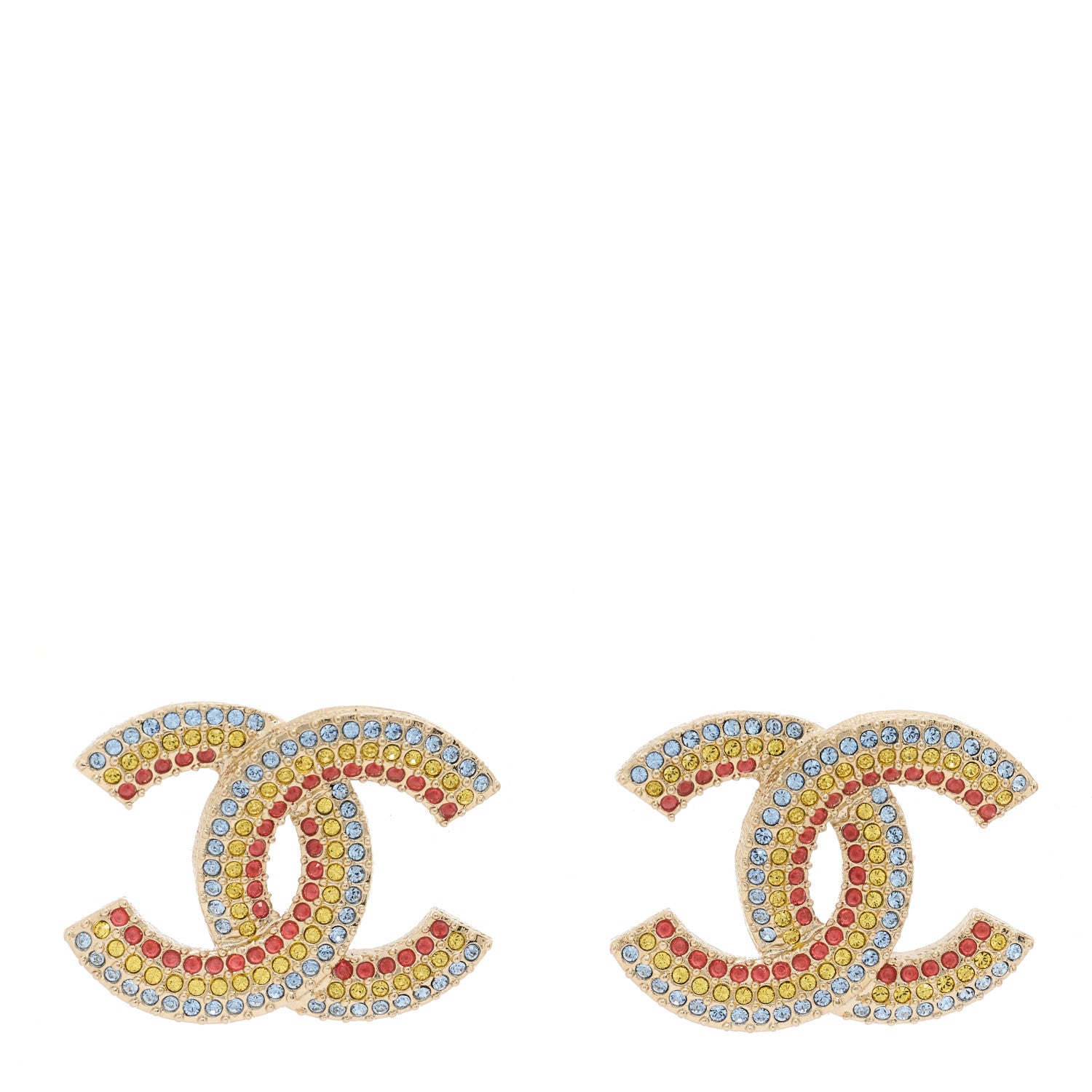Chanel Crystal CC Earrings Gold Multicolor 1 of 5
