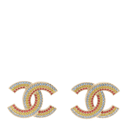 Chanel Crystal CC Earrings Gold Multicolor 1 of 5