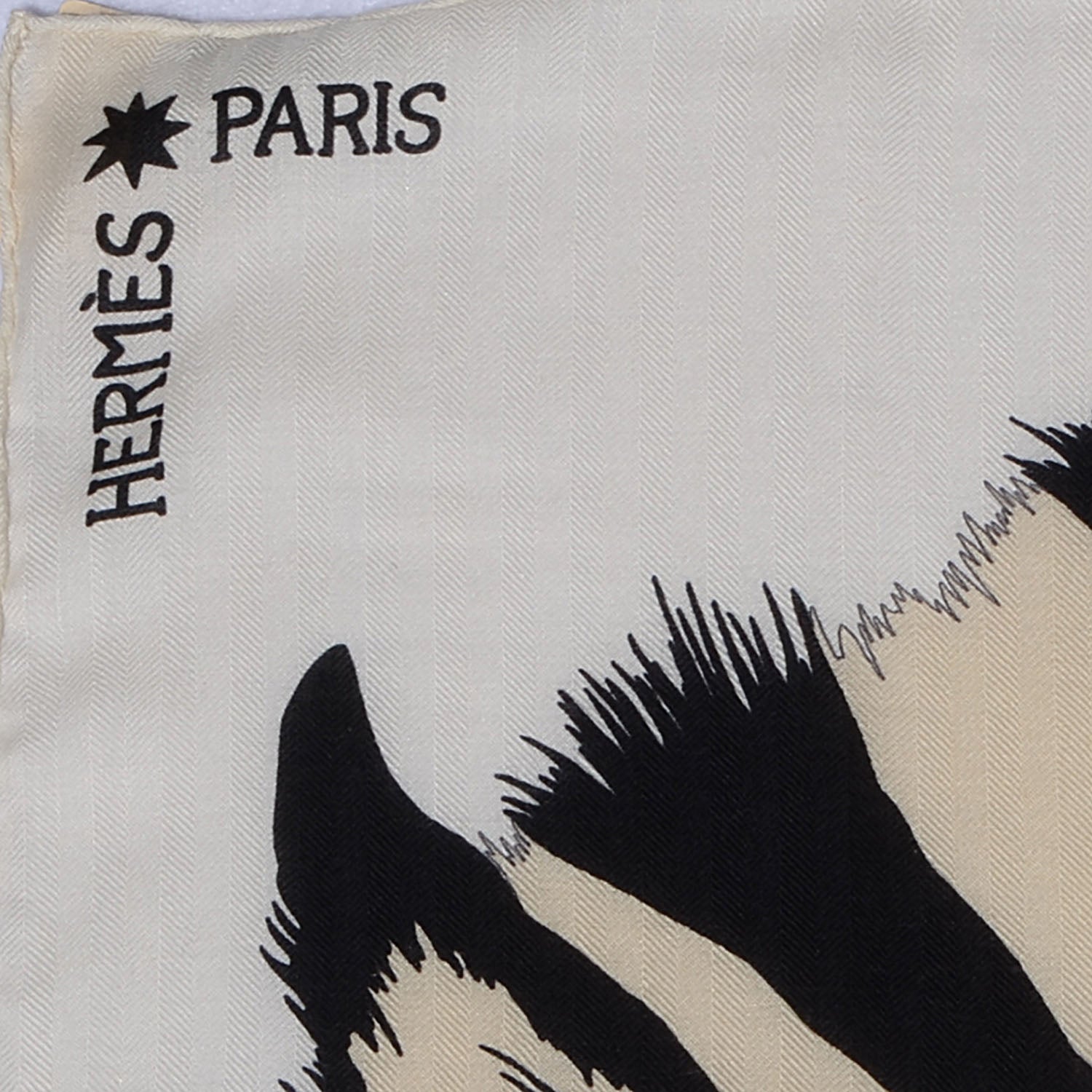 Hermes Cashmere Silk Zebra Pegasus Scarf GM 140 Blanc Noir Naturel 3 of 8