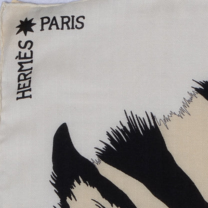Hermes Cashmere Silk Zebra Pegasus Scarf GM 140 Blanc Noir Naturel 3 of 8
