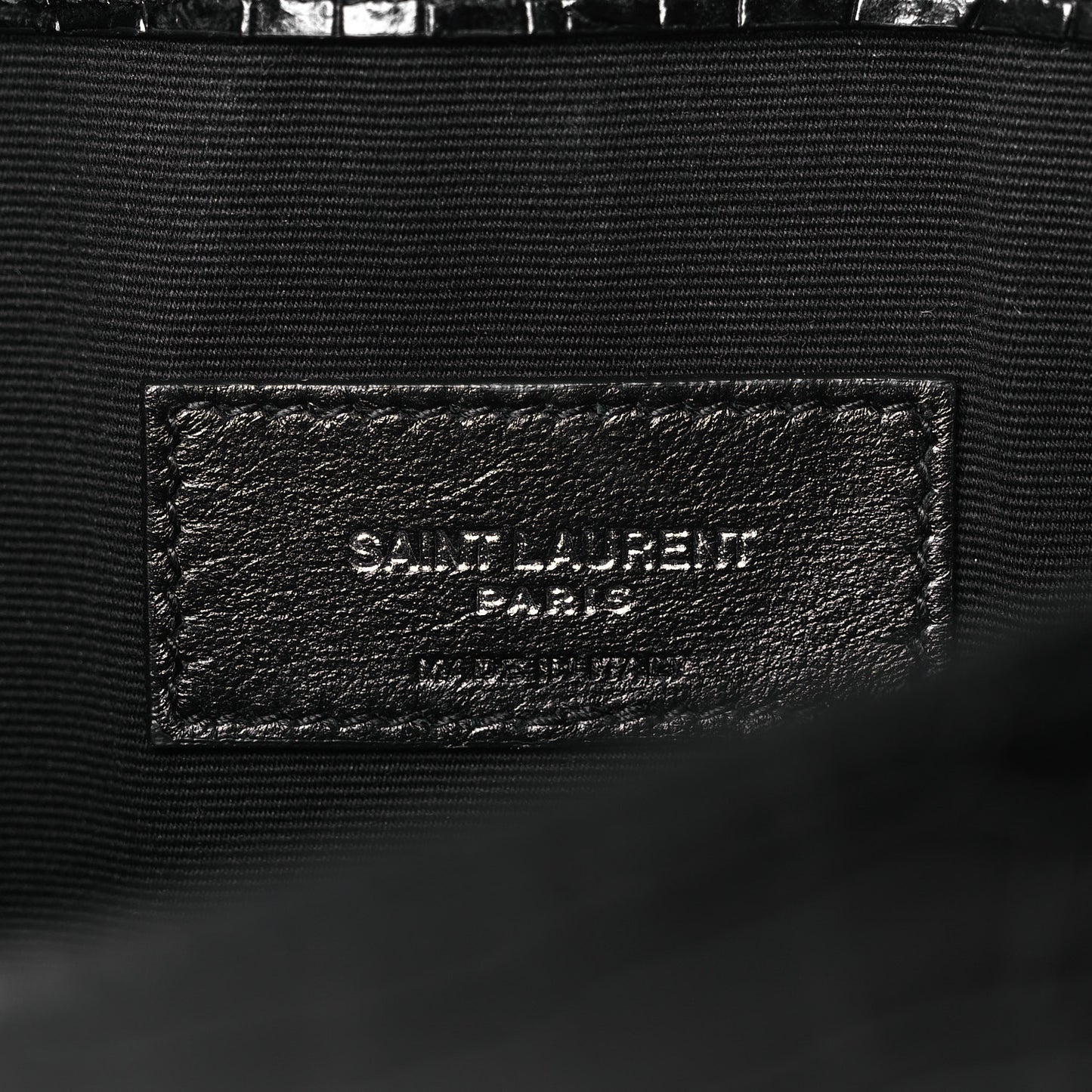 Calfskin Crocodile Embossed Uptown Monogram Clutch Black