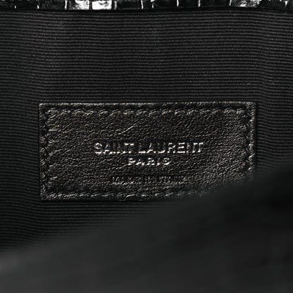Saint Laurent Calfskin Crocodile Embossed Uptown Monogram Clutch Black 6 of 8