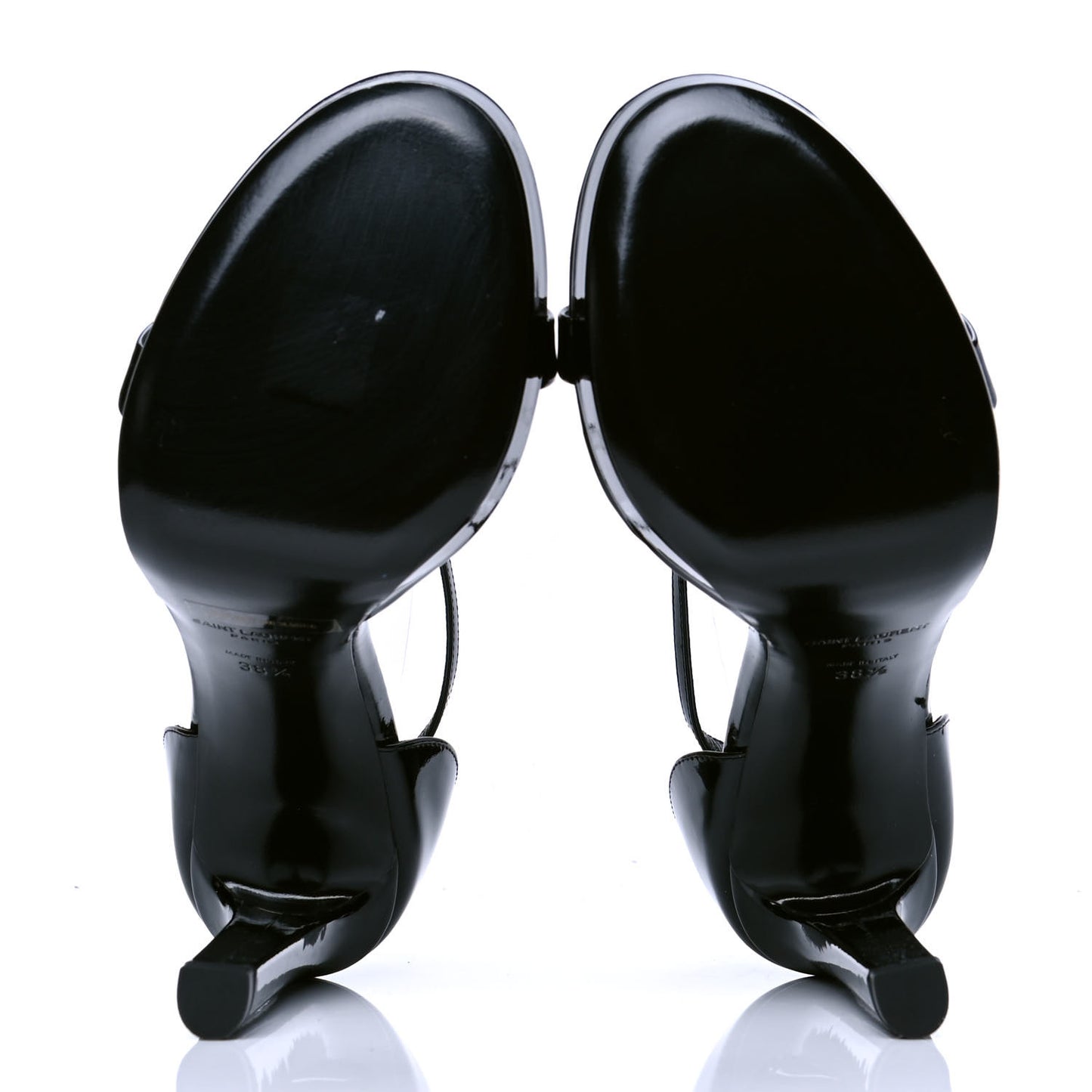 Patent Calfskin Hall 105 Ankle Strap Platform Sandals 38.5 Black