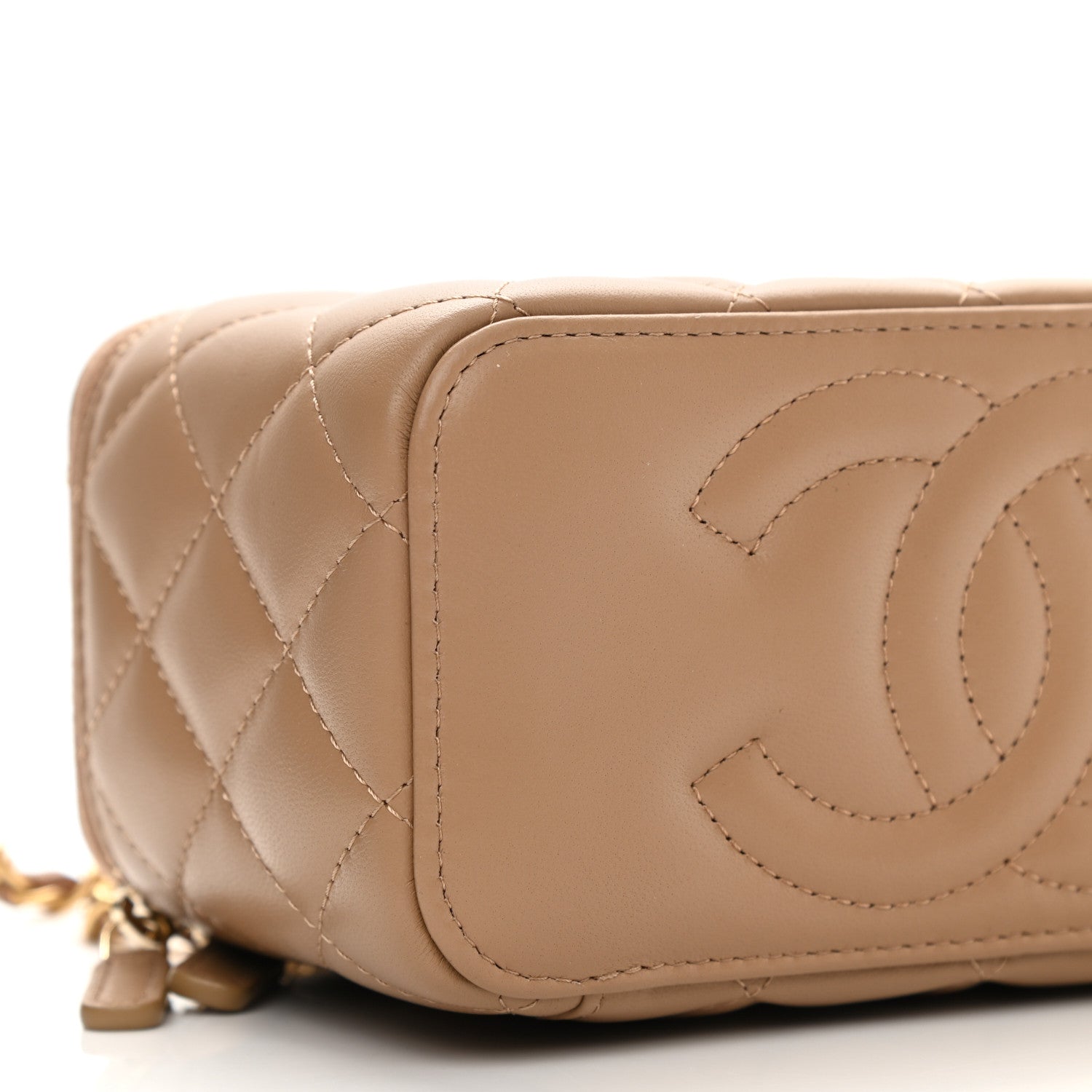 Chanel Lambskin Quilted Pearl Crush Small Vanity Case With Chain Beige 10 of 12