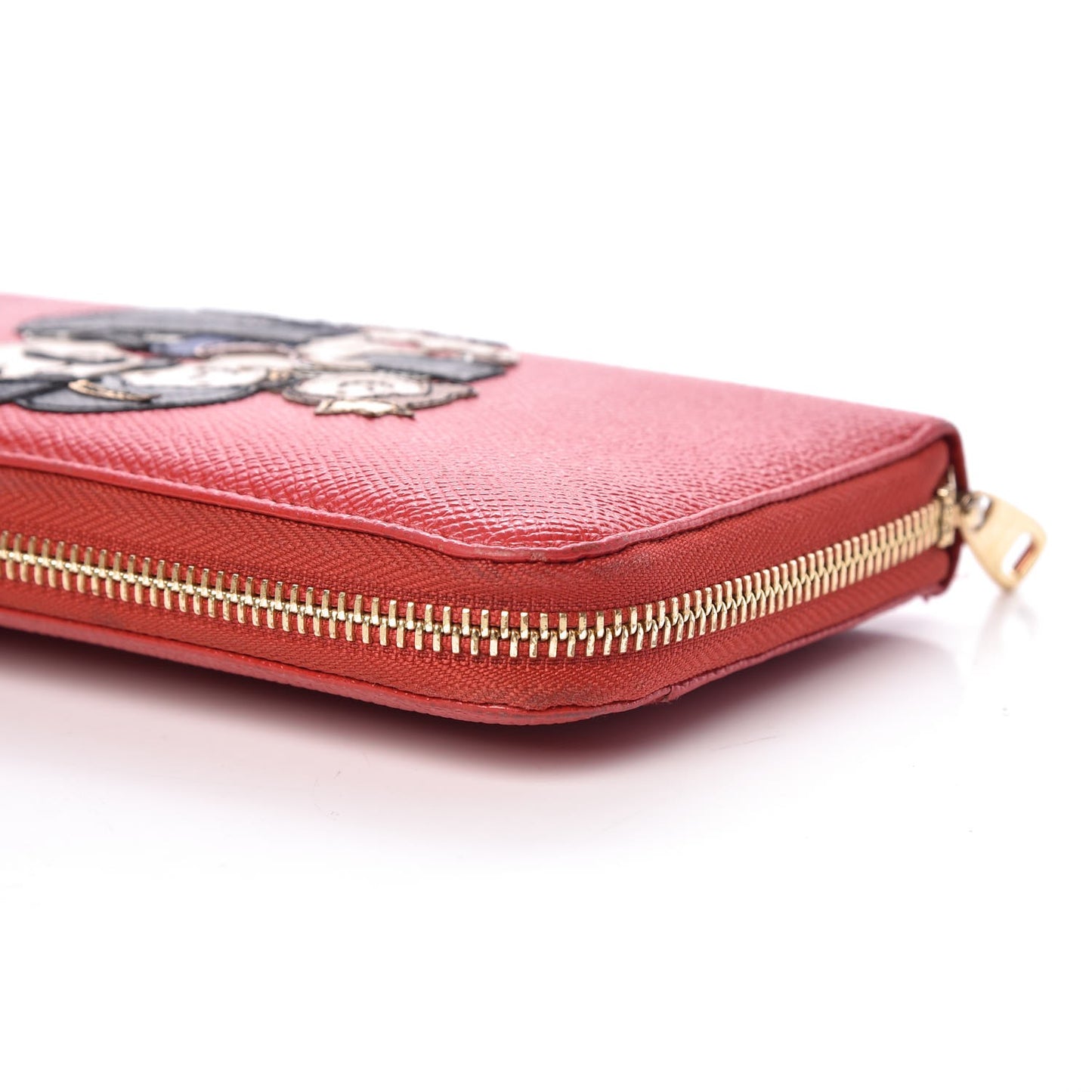 Dauphine Family Patch Zip Around Wallet Red