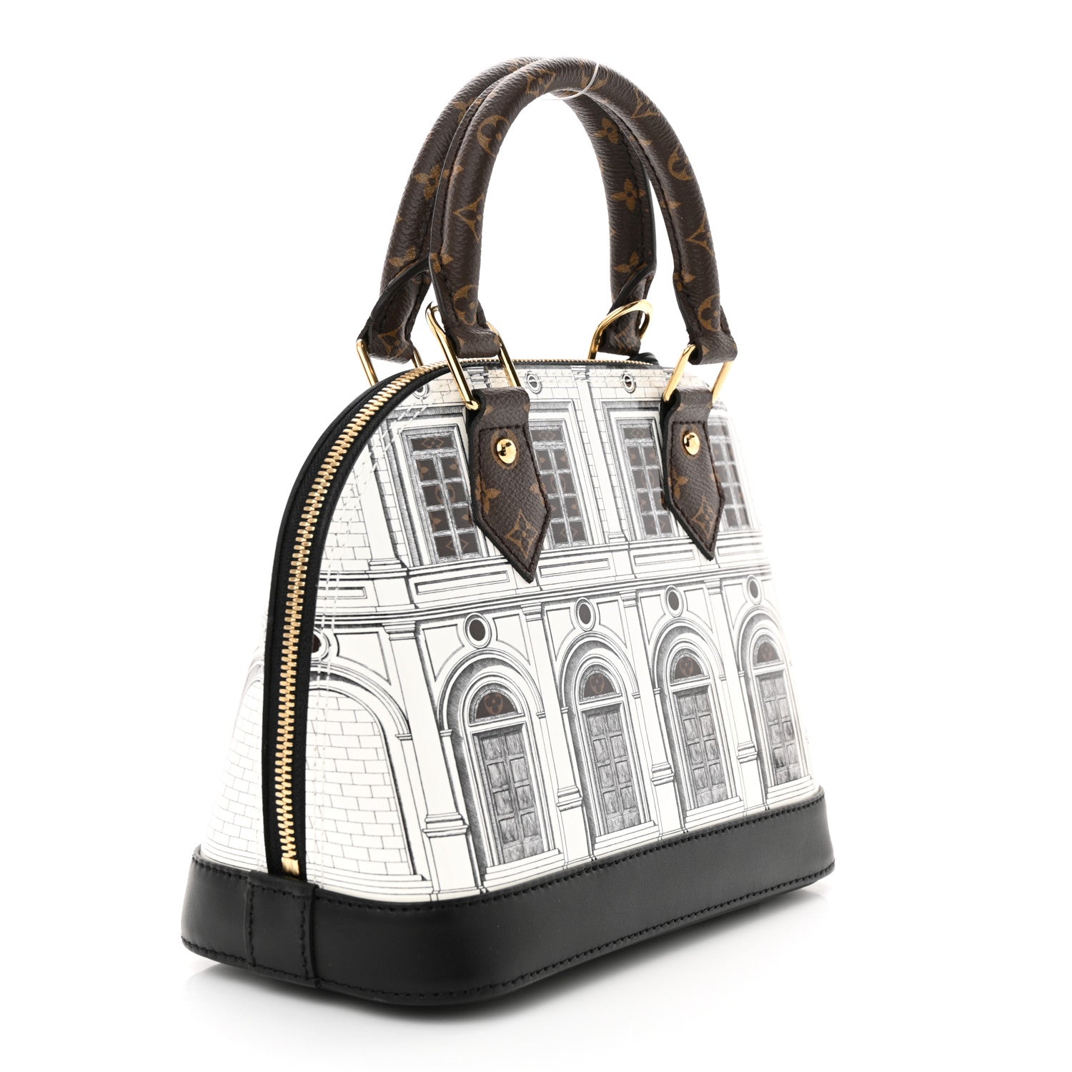 Louis Vuitton X FORNASETTI Calfskin Architettura Alma BB Black White 3 of 10