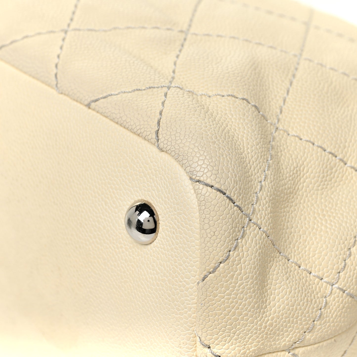 Grained Calfskin Quilted Small Daily Tote Dark White Black