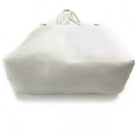 Leather Maxi Tote White