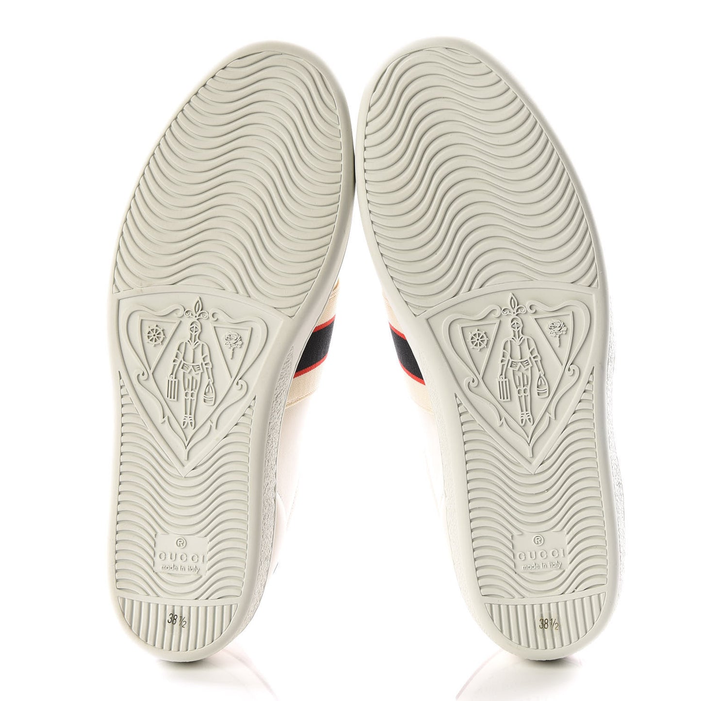 Calfskin Stripe Womens New Ace Sneakers 38.5 New Mystic White Ecru Red Flame