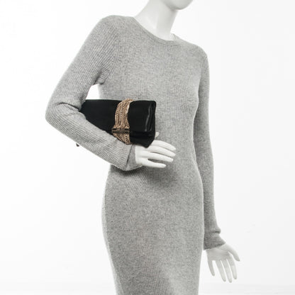 Jimmy Choo Shimmer Suede Chandra Clutch Black 2 of 7