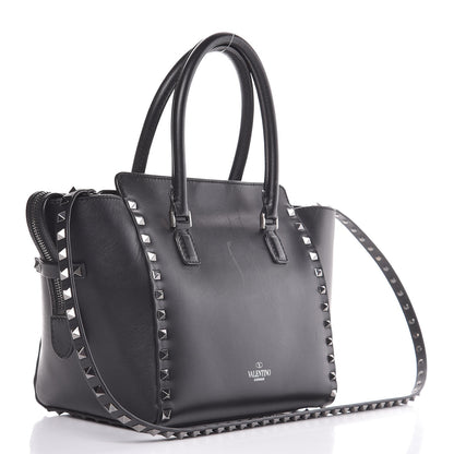Valentino Garavani Vitello Small Rockstud Double Handle Tote Black 4 of 14