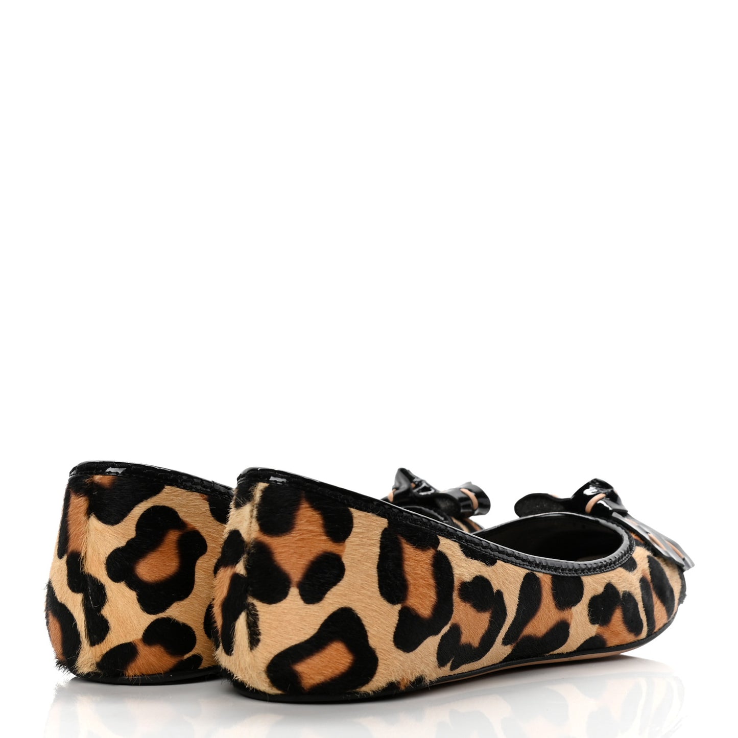 Calf Hair Patent Leopard Ballet Flats 38 Black