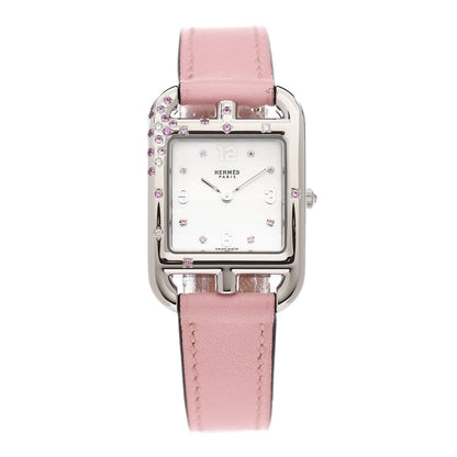 Hermes Stainless Steel Swift Diamond Pink Sapphire Mother of Pearl 23mm Cape Cod Quartz Watch Rose Sakura 1 of 5