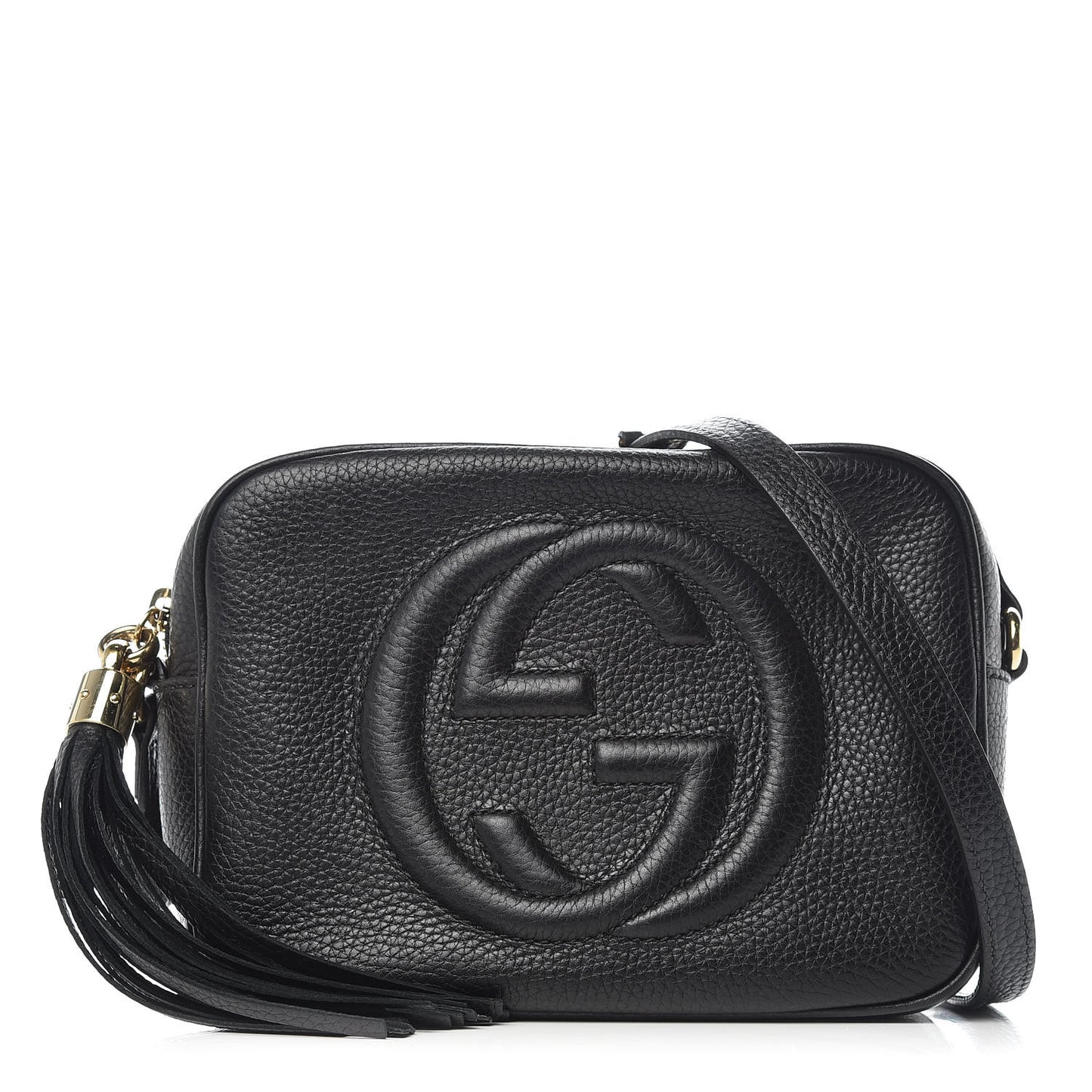 Pebbled Calfskin Small Soho Disco Bag Black