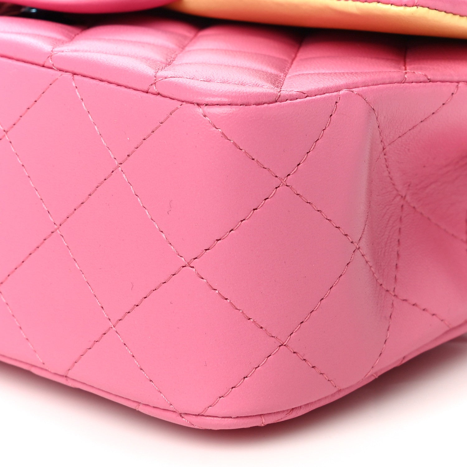 Chanel Lambskin Quilted Mini Rectangular Flap Pink Yellow 9 of 11