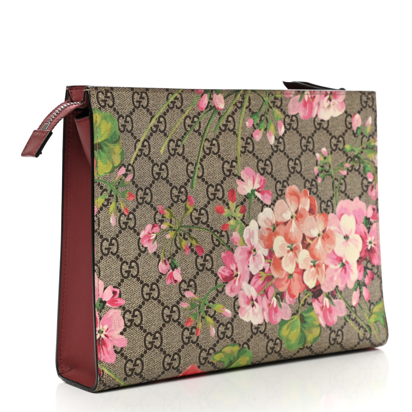 GG Supreme Monogram Blooms Large Cosmetic Case Beige Multicolor Dry Rose