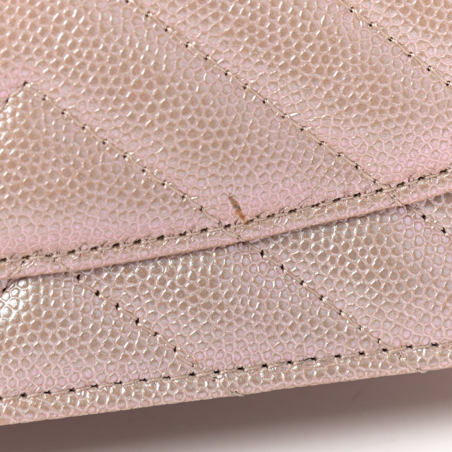 Chanel Metallic Caviar Chevron Quilted Wallet On Chain WOC Light Gold 12 of 12