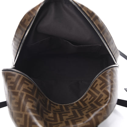 Fendi Glazed Fabric Vitello Century FF 1974 Stamp Patch Pocket Backpack Mogano Panna Black 4 of 10