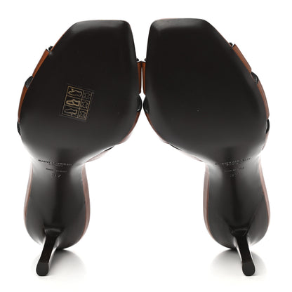Saint Laurent Calfskin Tribute 85 Slide Sandals 37 Amber 5 of 9