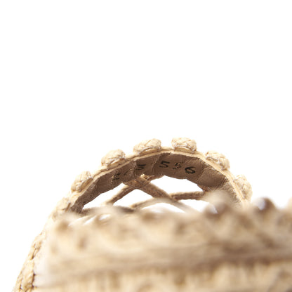 Chanel Woven Fabric Grosgrain CC Espadrilles 38 Beige Black 10 of 11