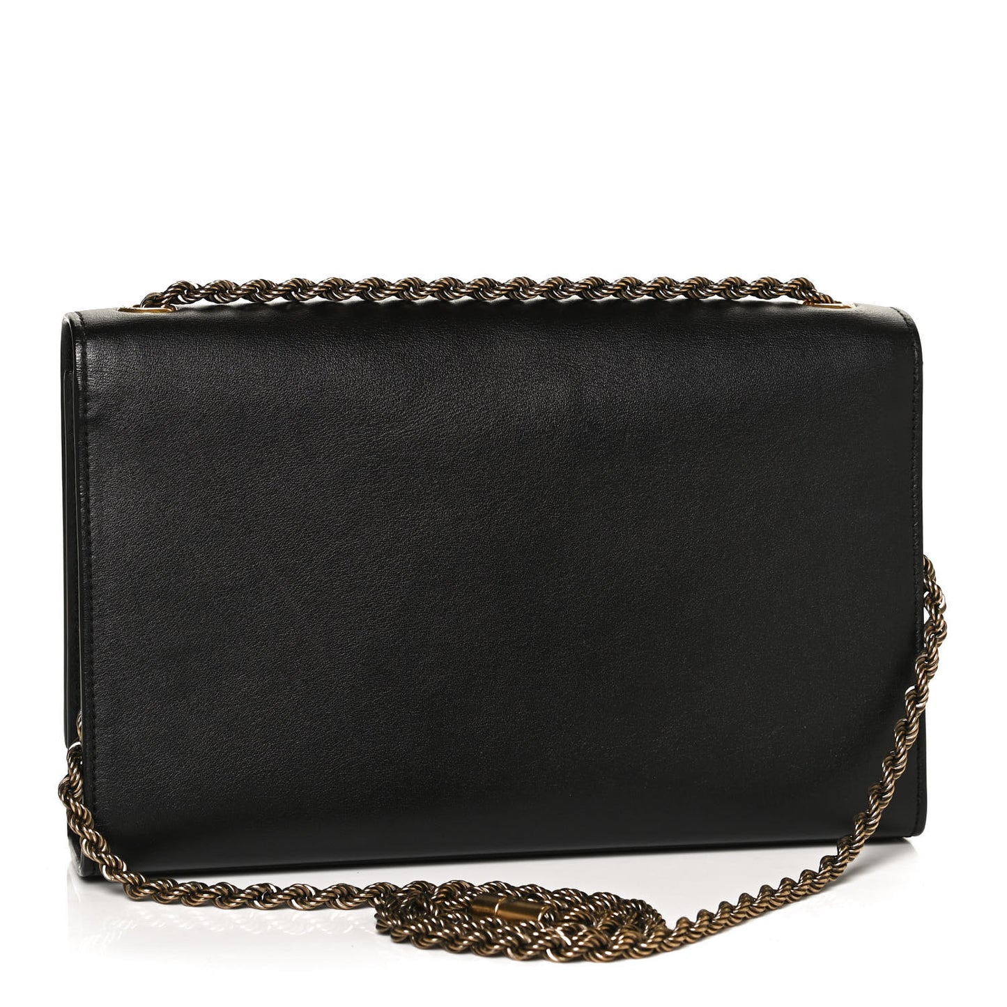 Smooth Calfskin Medium Braided Monogram Kate Satchel Black