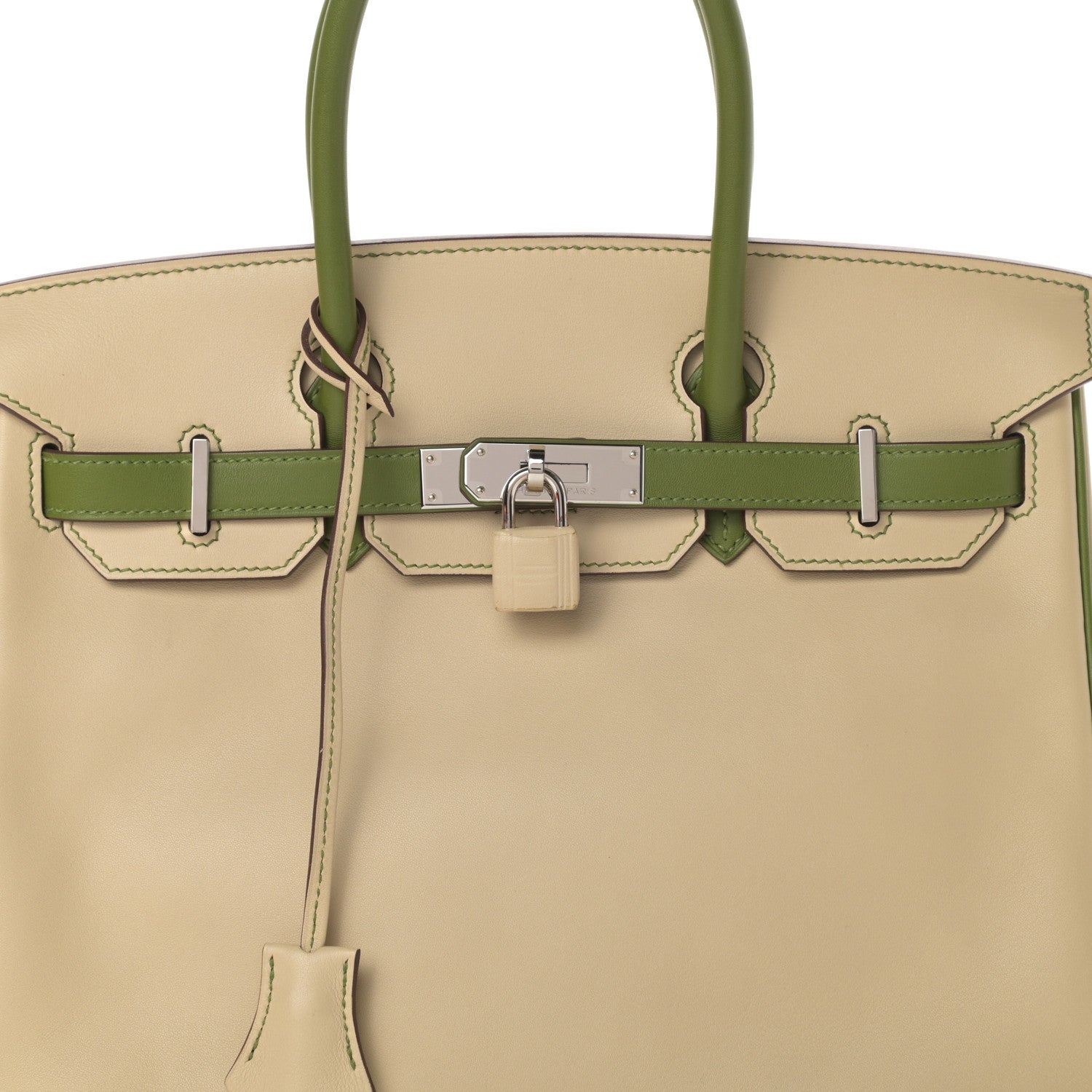Hermes Swift Horseshoe Bi-Color Birkin 30 Parchemin Pelouse 8 of 15