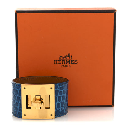 Hermes Shiny Alligator  Kelly Dog Cuff S Bleu Izmir 6 of 6