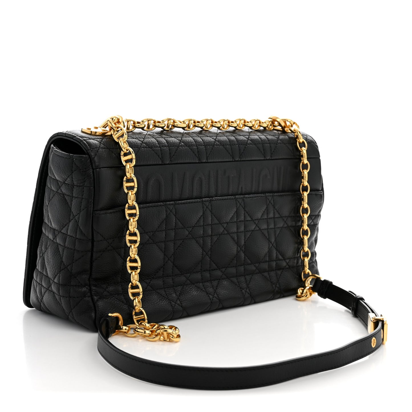 Grained Calfskin Cannage Large Caro Bag Black