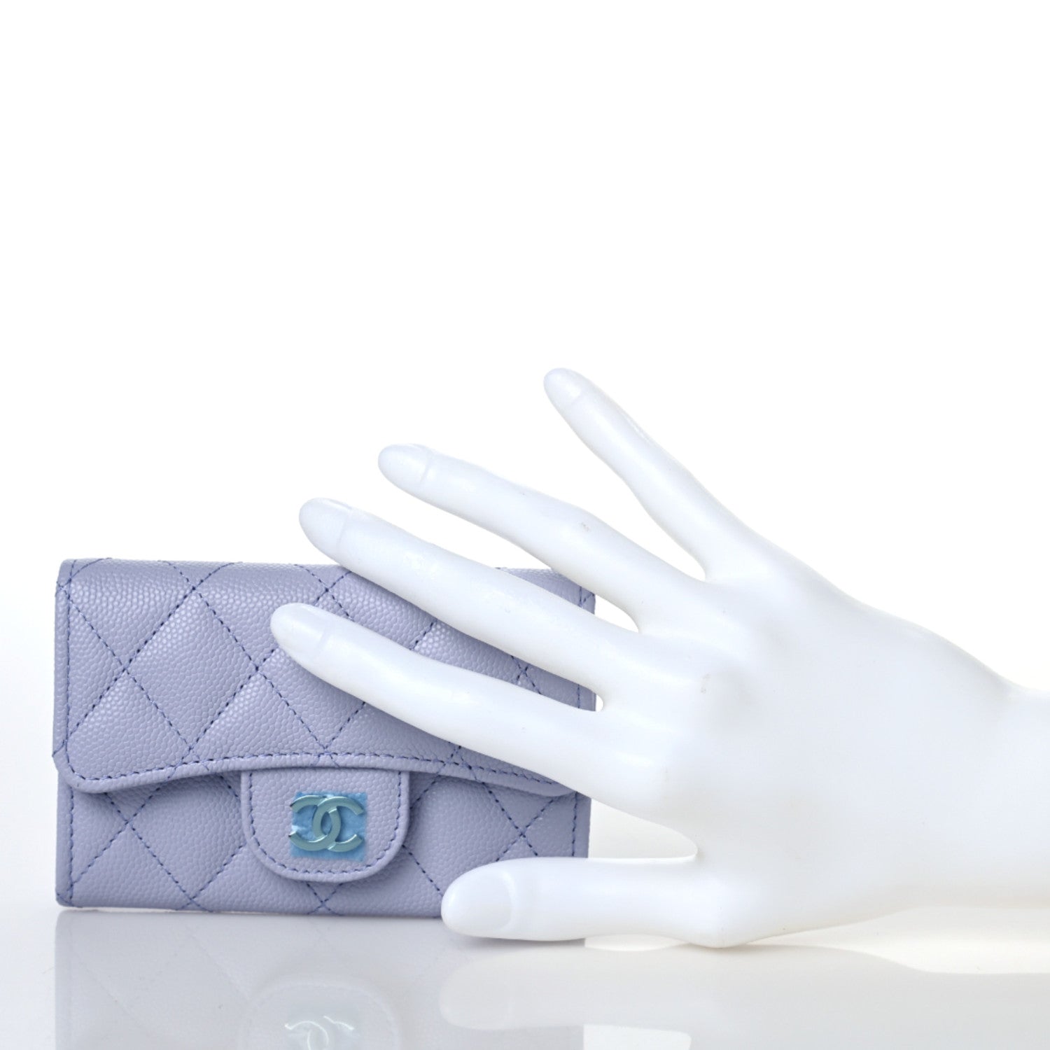 Chanel Caviar Quilted Flap Card Holder Wallet Light Purple 2 of 9