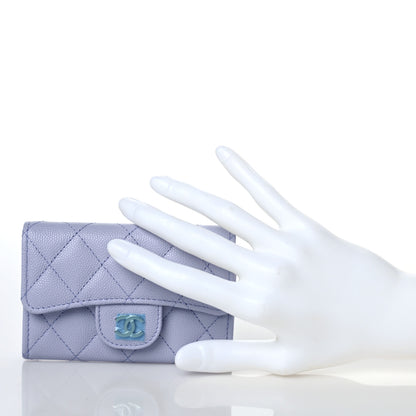 Chanel Caviar Quilted Flap Card Holder Wallet Light Purple 2 of 9