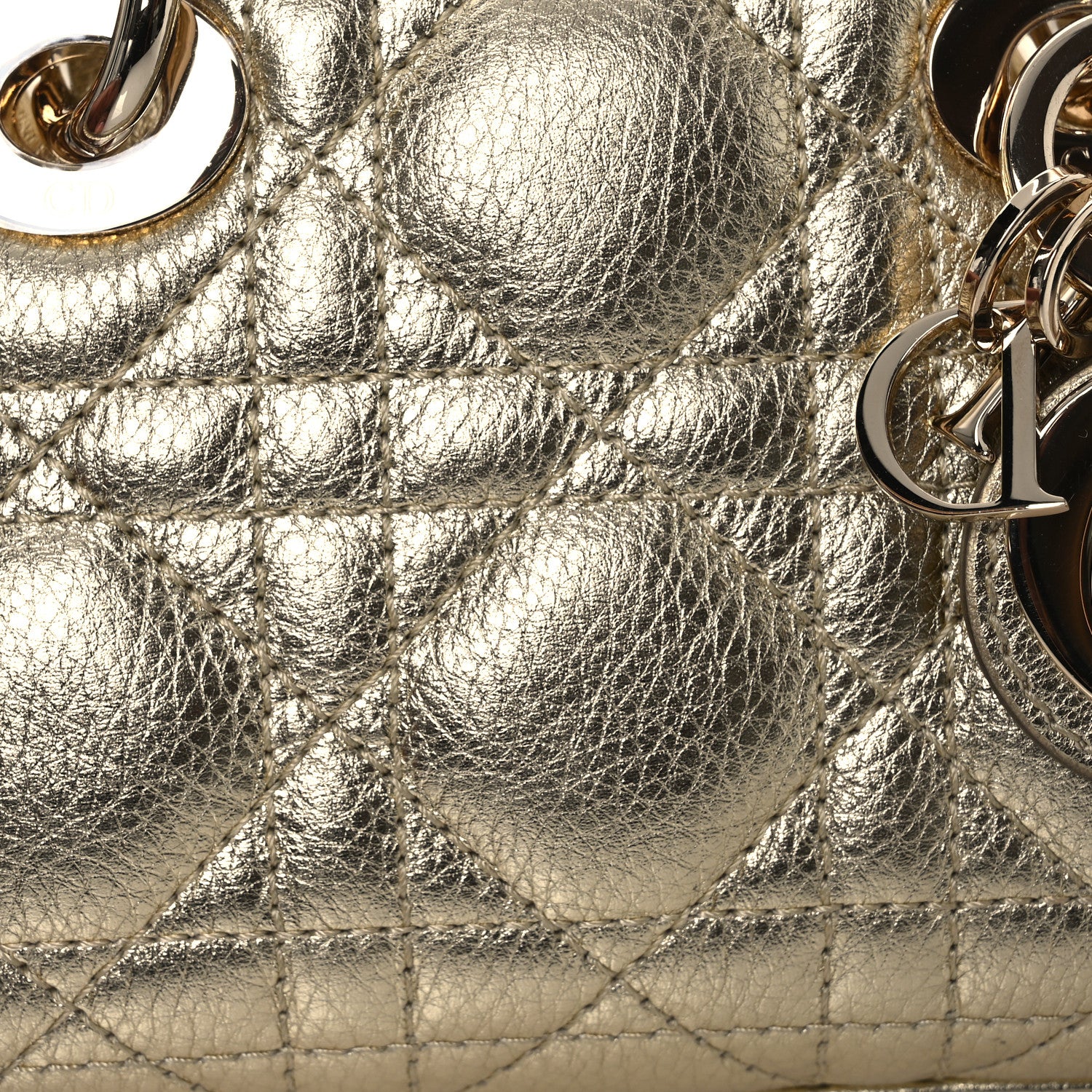 Christian Dior Metallic Lambskin Cannage Micro Lady D-Joy Gold 8 of 10