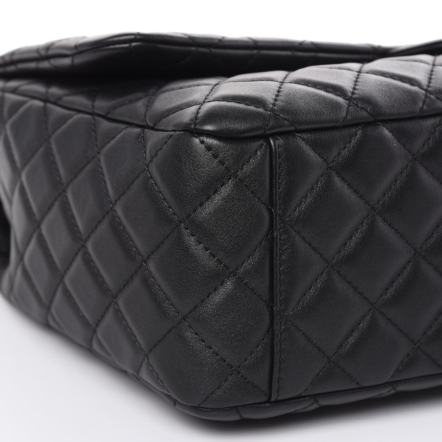 Metallized Calfskin Quilted Small XXL Travel Flap Bag Black