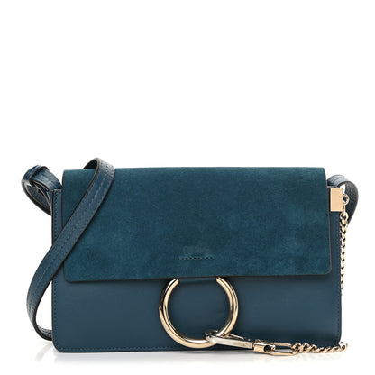 Chloe Suede Calfskin Small Faye Shoulder Bag Majolica Blue 1 of 16