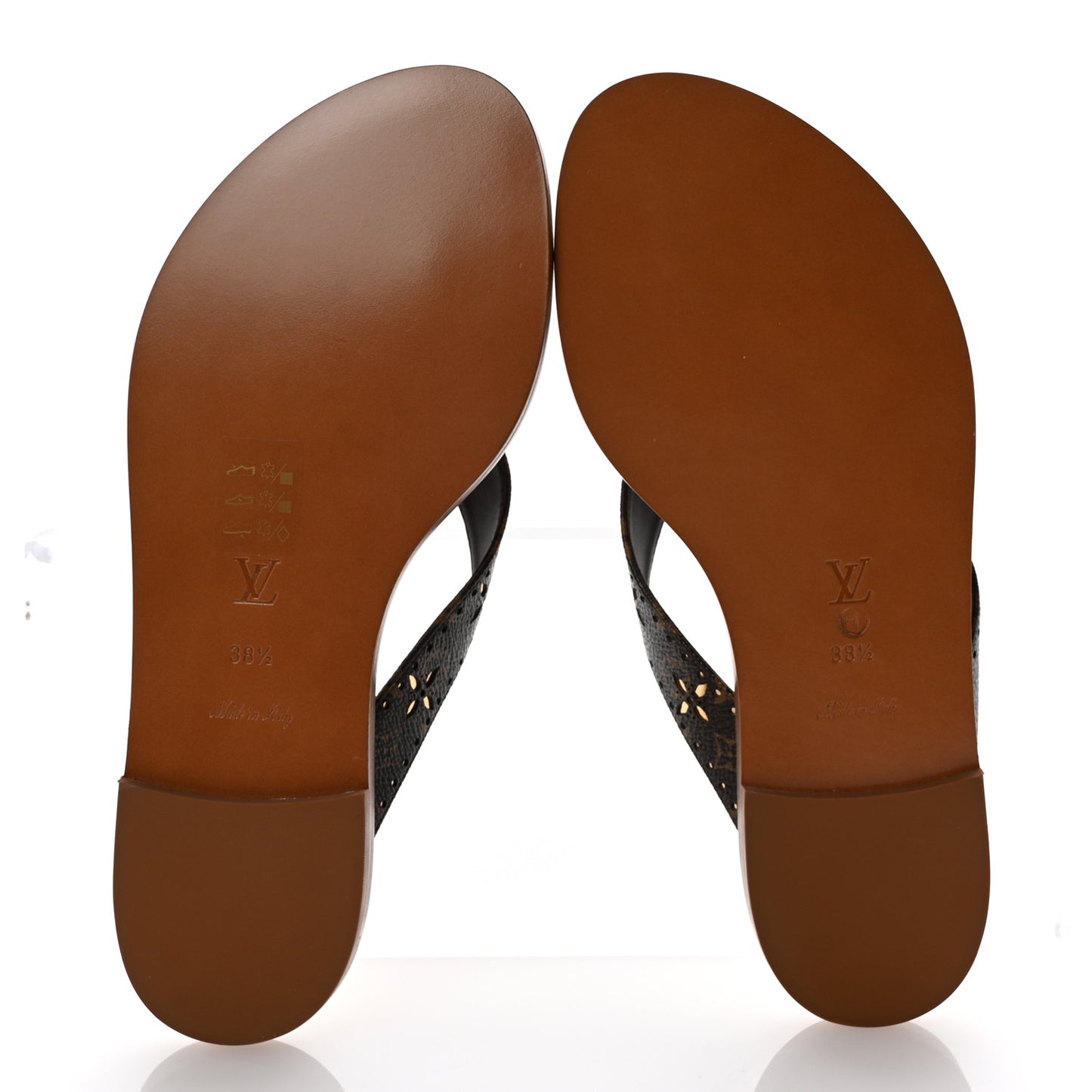 Monogram Sunny Flat Thong Sandals 38.5 Brown