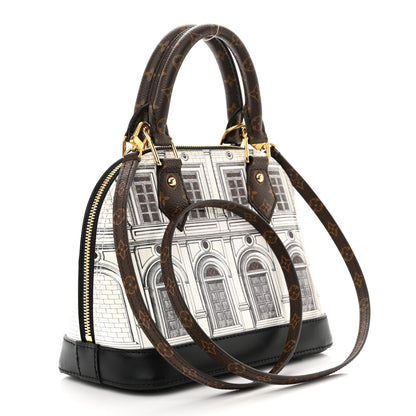 Louis Vuitton X FORNASETTI Calfskin Architettura Alma BB Black White 3 of 12