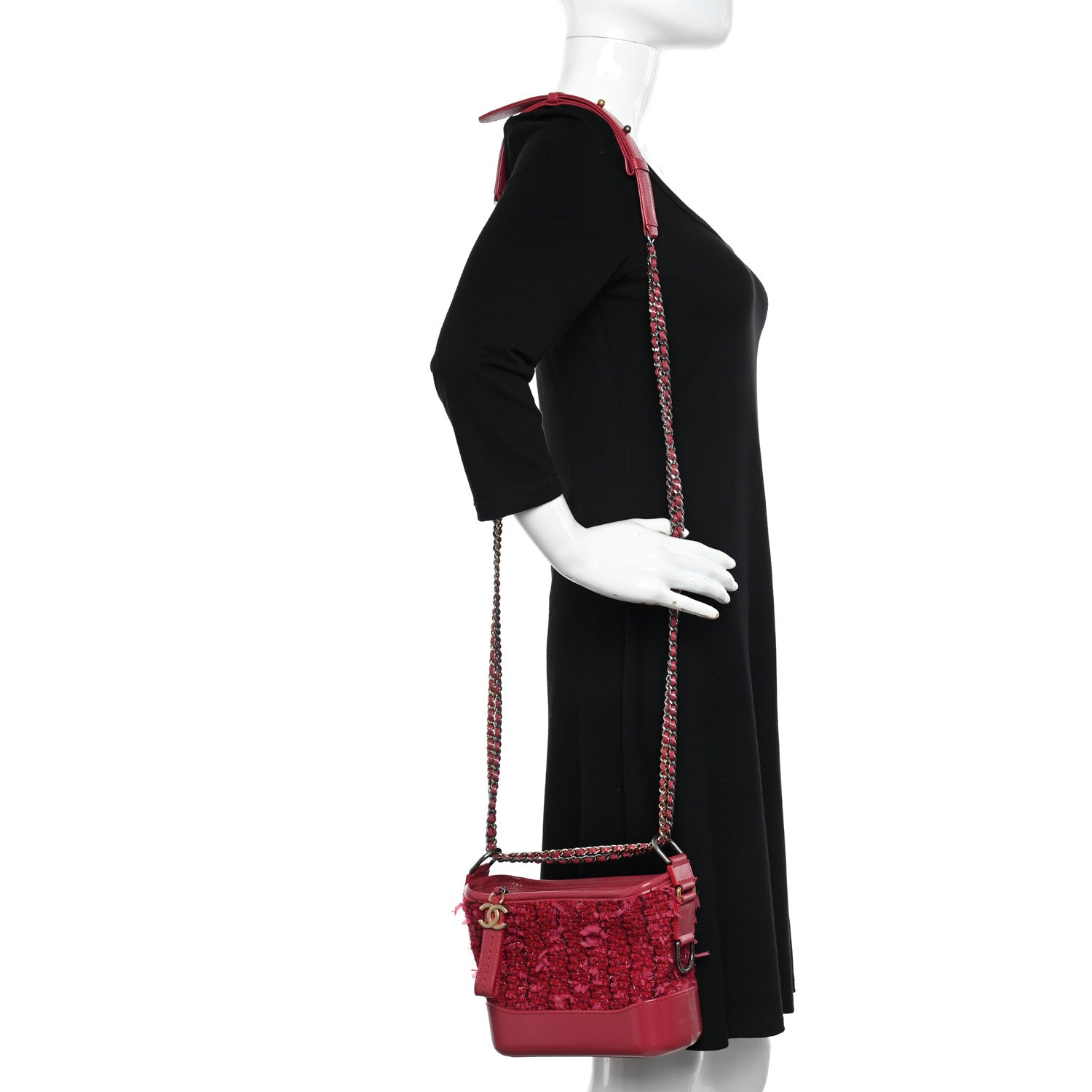 Chanel Tweed Calfskin Small Gabrielle Hobo Pink 2 of 10