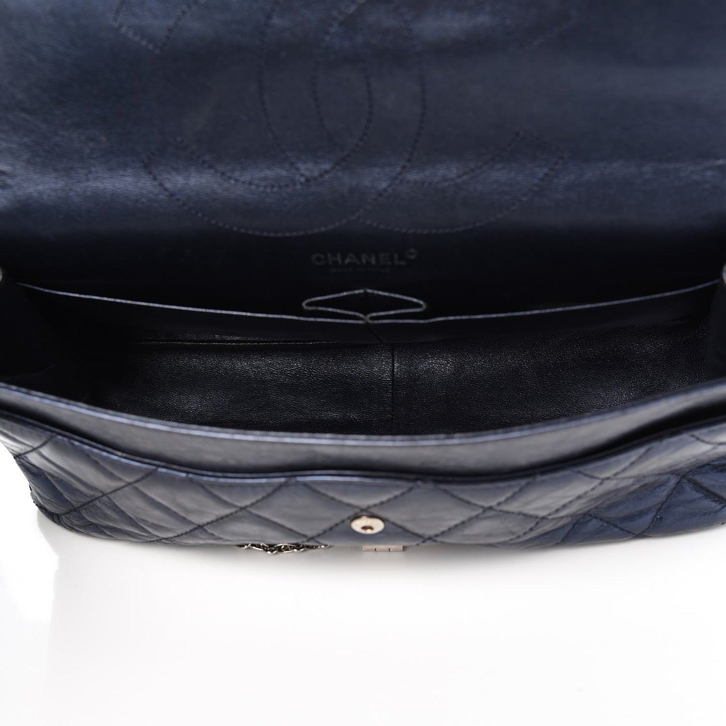 Metallic Aged Calfskin Quilted 2.55 Reissue 228 Flap Blue