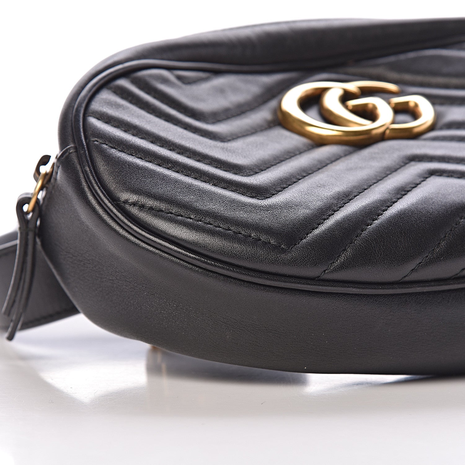 Gucci Calfskin Matelasse GG Marmont Belt Bag 85 34 Black 10 of 11