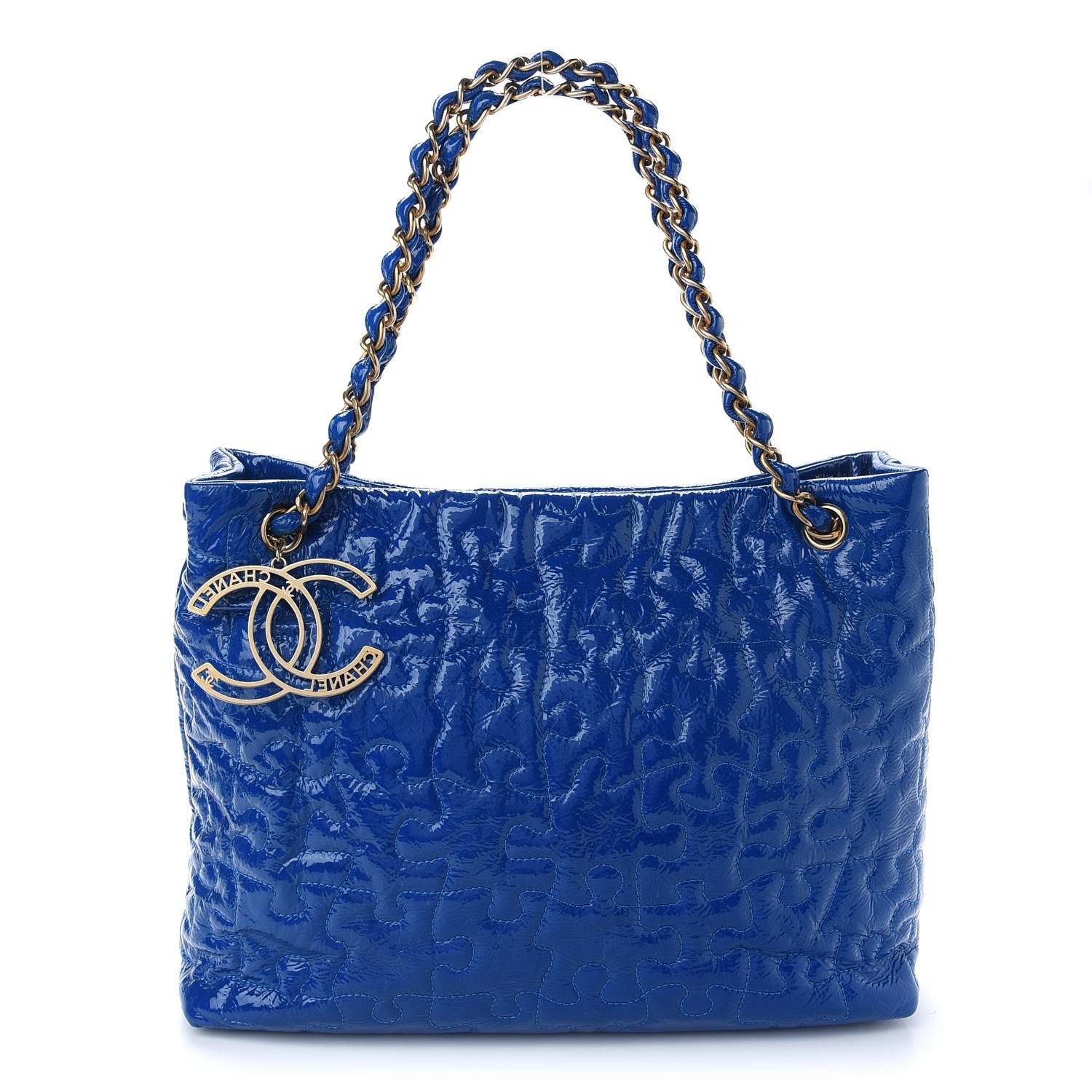 Chanel Patent Puzzle Tote Electric Blue 1 of 9