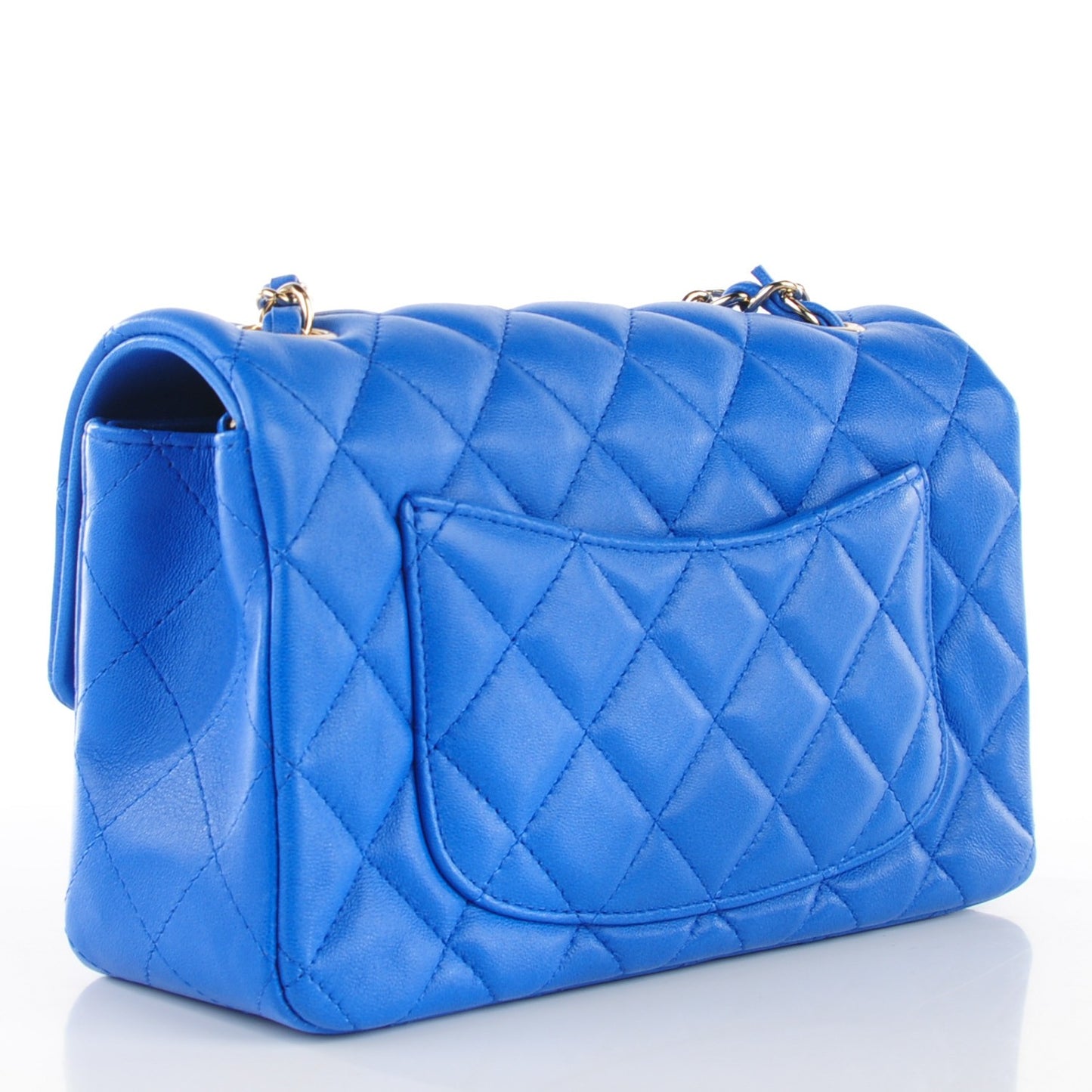 Lambskin Quilted Mini Rectangular Flap Blue