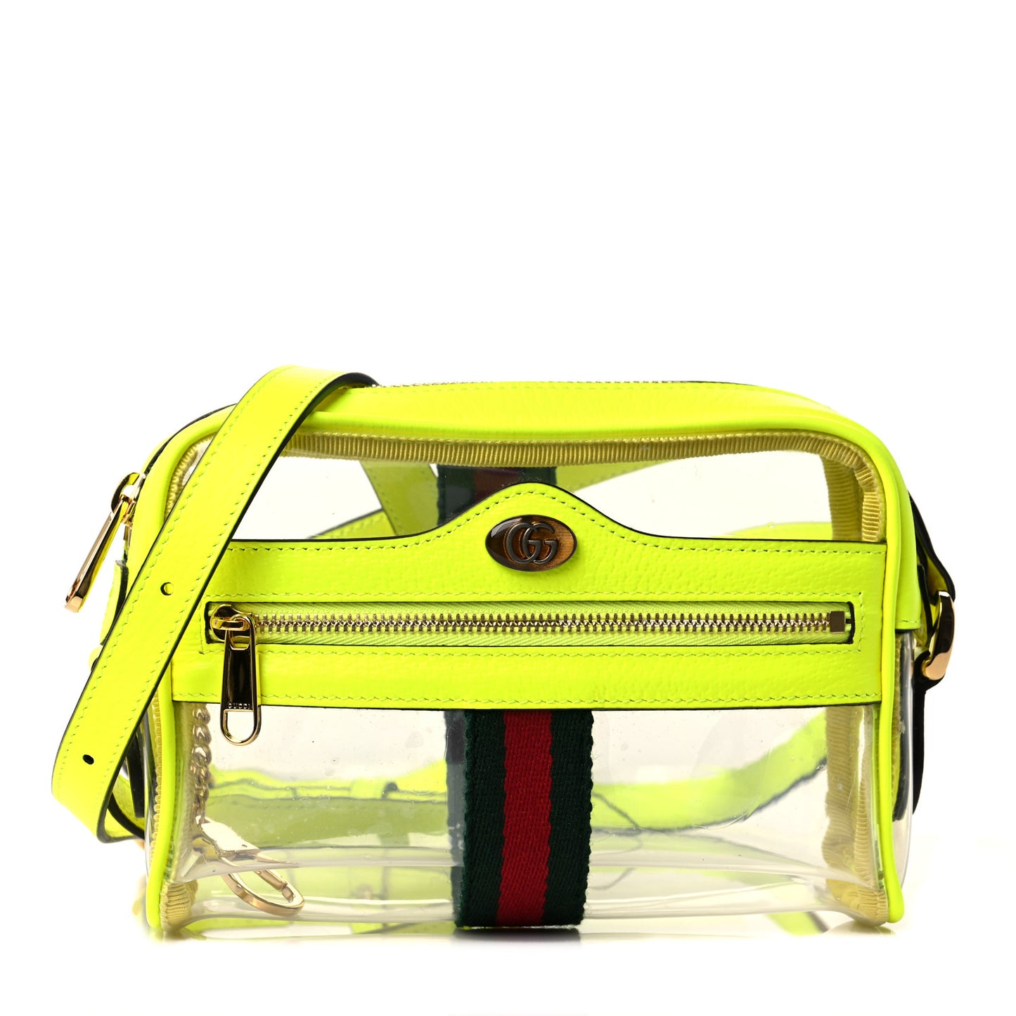 Vinyl Web Mini Ophidia Transparent Shoulder Bag Yellow Fluo