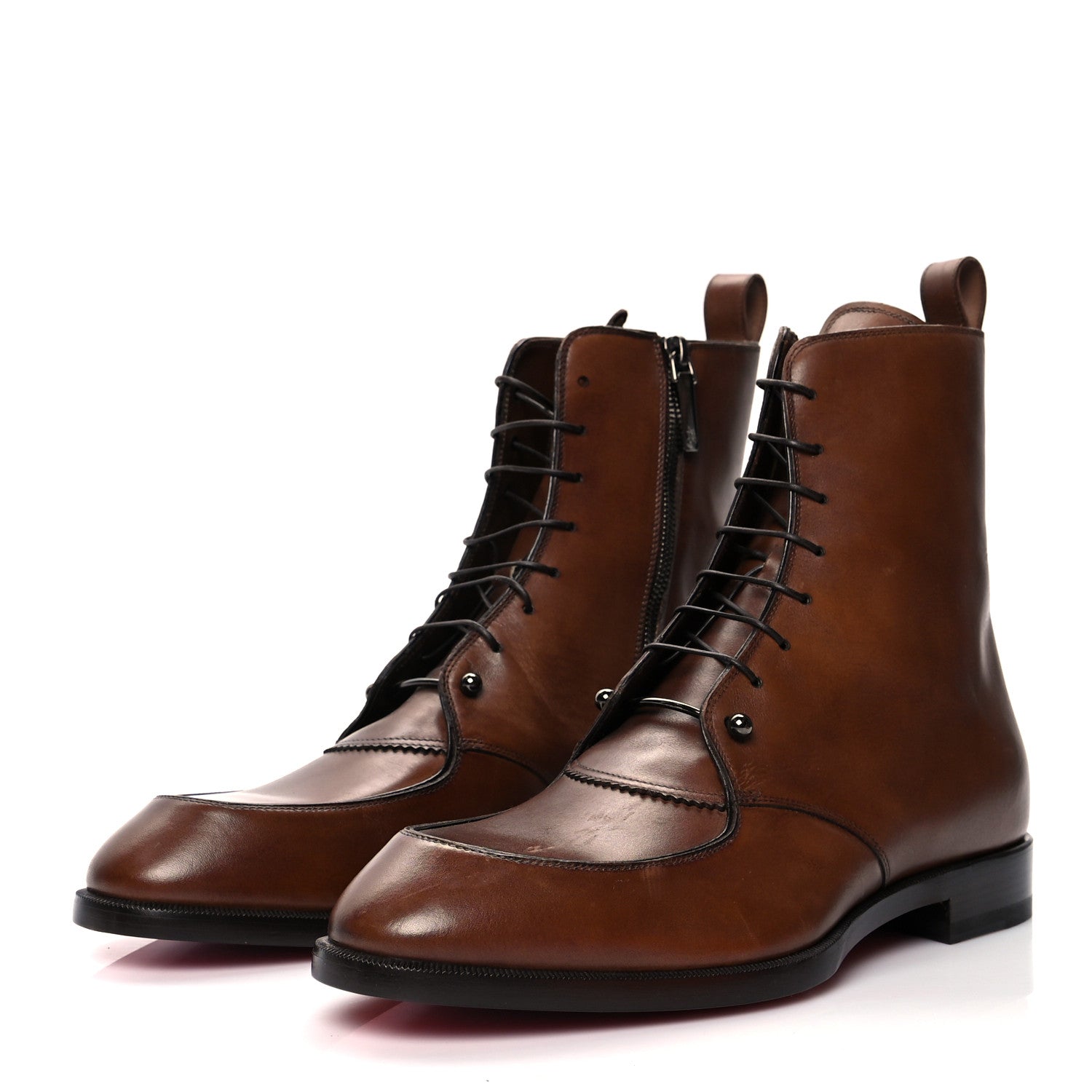 Christian Louboutin Patine Calfskin Mens Ajmone Flat Boots 42.5 Havane 3 of 8