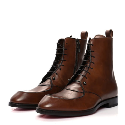 Christian Louboutin Patine Calfskin Mens Ajmone Flat Boots 42.5 Havane 3 of 8